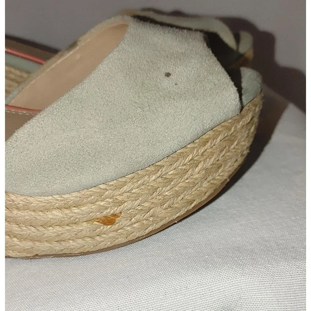 Splendid Ganes Seafoam Green Suede Wedge Sandal Size 9‎ Espadrilles Platform